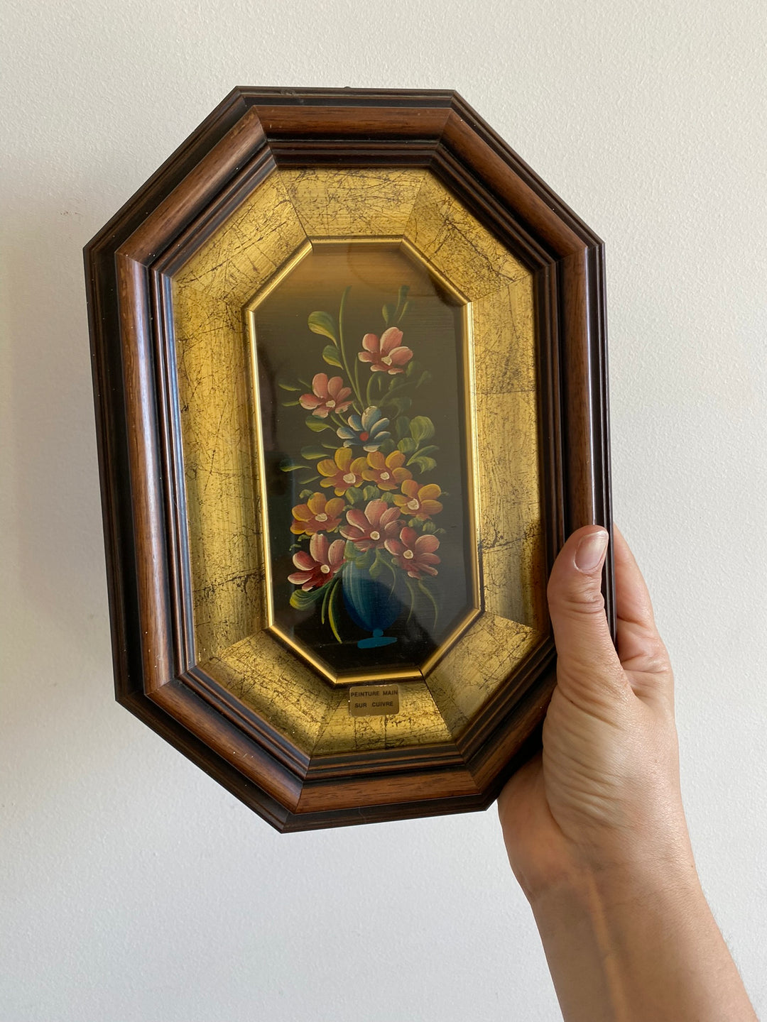 Peinture à l'huile sur cuivre dans cadre en bois