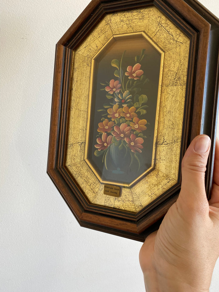 Peinture à l'huile sur cuivre dans cadre en bois
