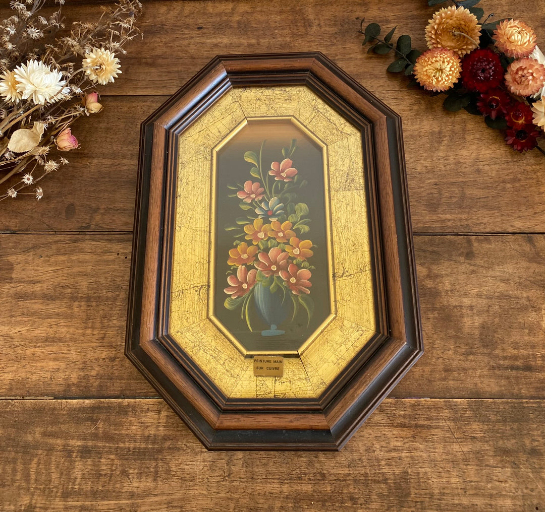 Peinture à l'huile sur cuivre dans cadre en bois