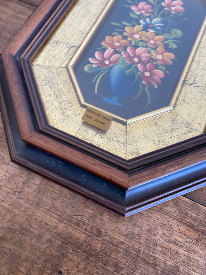 Peinture à l'huile sur cuivre dans cadre en bois