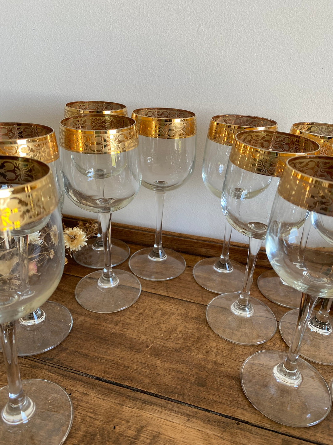 Verres dorés sur piedsfabrication italienne