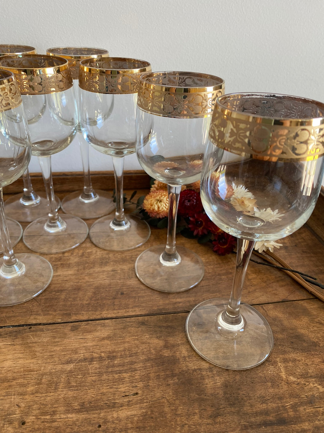 Verres dorés sur piedsfabrication italienne