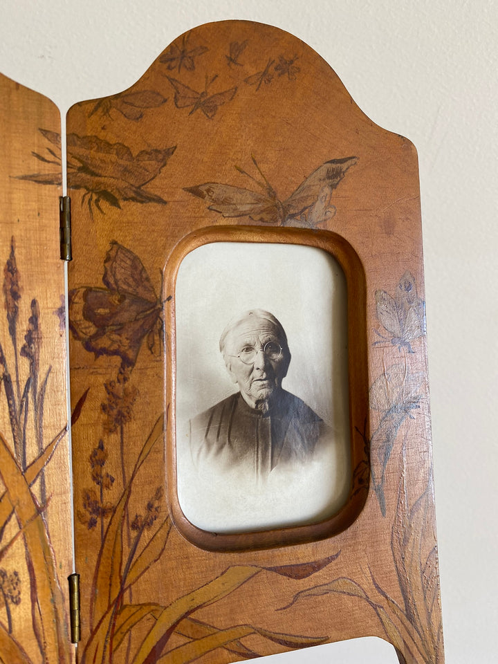 Diptyque en bois peint années 1920