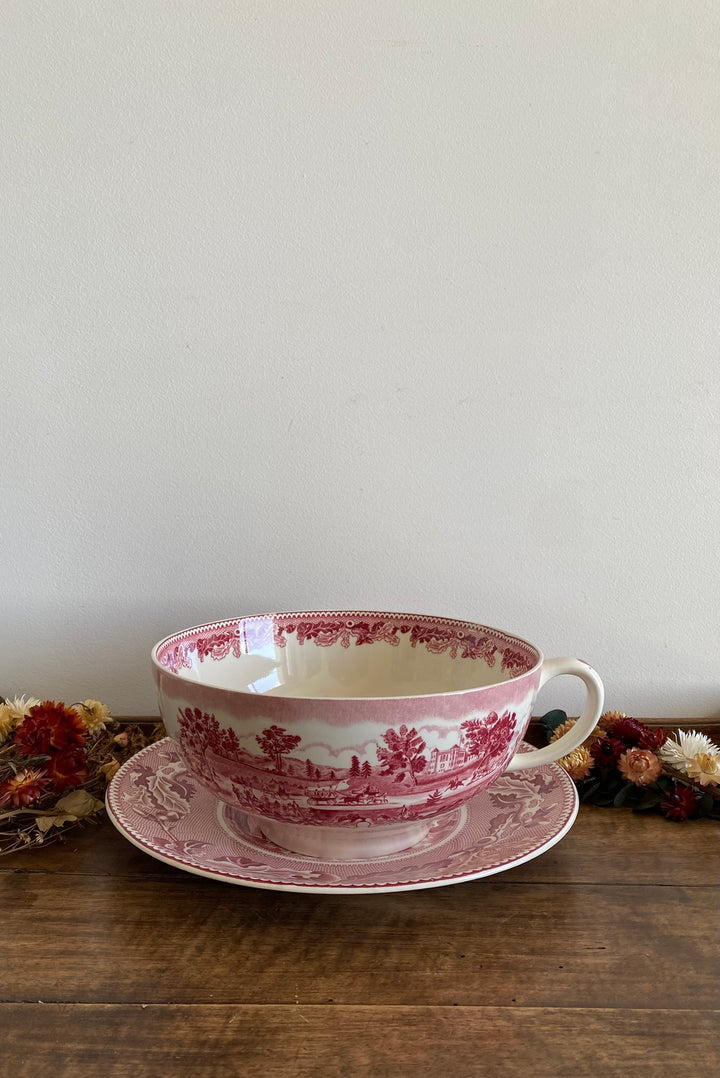 Tasse et assiette en porcelaine XL British roses Johnsons Bros collection Historic America