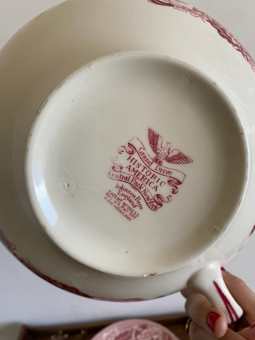 Tasse et assiette en porcelaine XL British roses Johnsons Bros collection Historic America