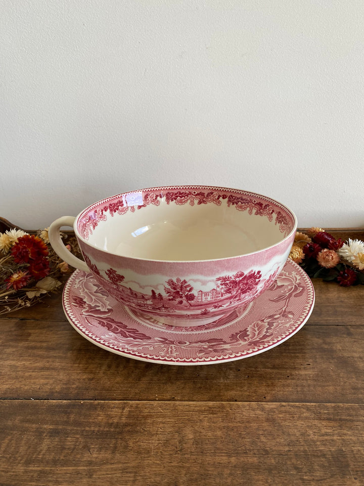 Tasse et assiette en porcelaine XL British roses Johnsons Bros collection Historic America