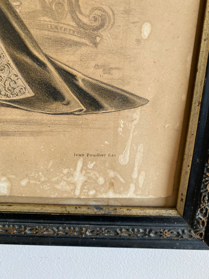 Gravure de mode encadrée époque Napoléon 3