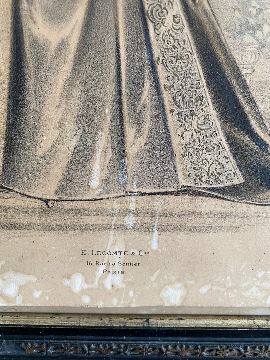 Gravure de mode encadrée époque Napoléon 3