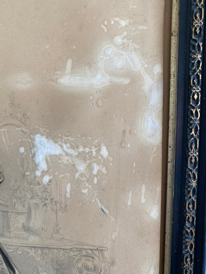 Gravure de mode encadrée époque Napoléon 3