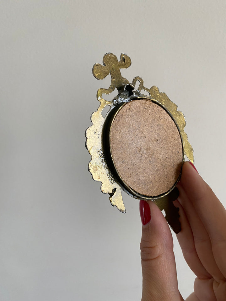 Médaillon baroque impression jeunes filles sur soie