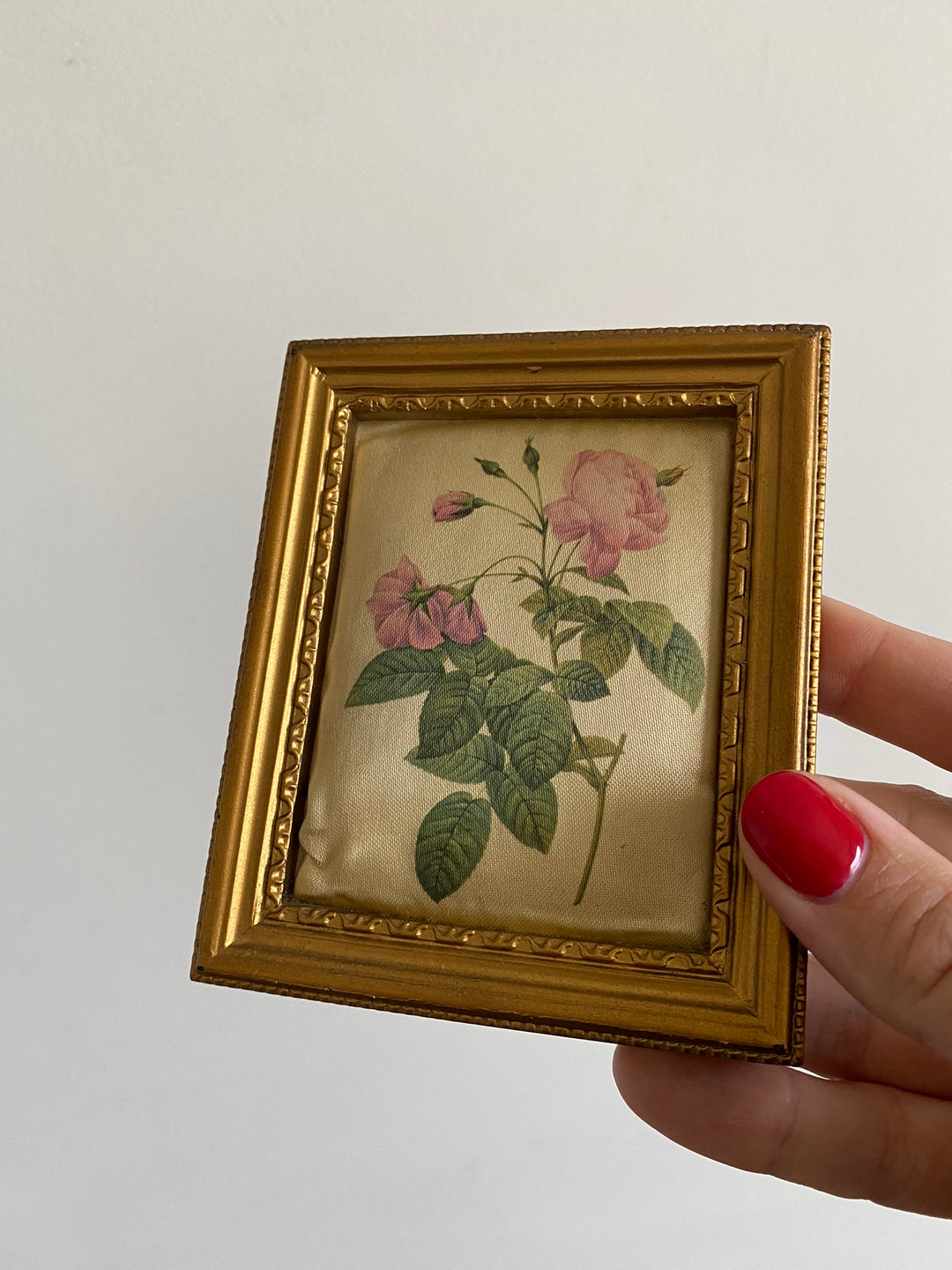 Impression style redouté miniature cadre en résine doré
