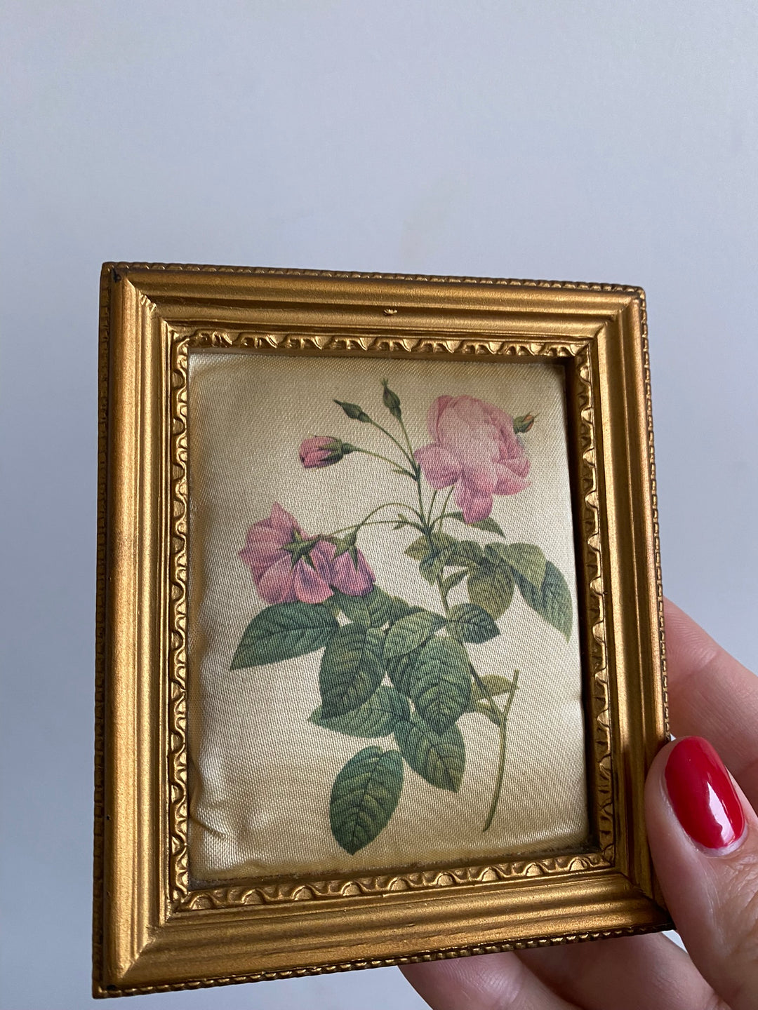 Impression style redouté miniature cadre en résine doré