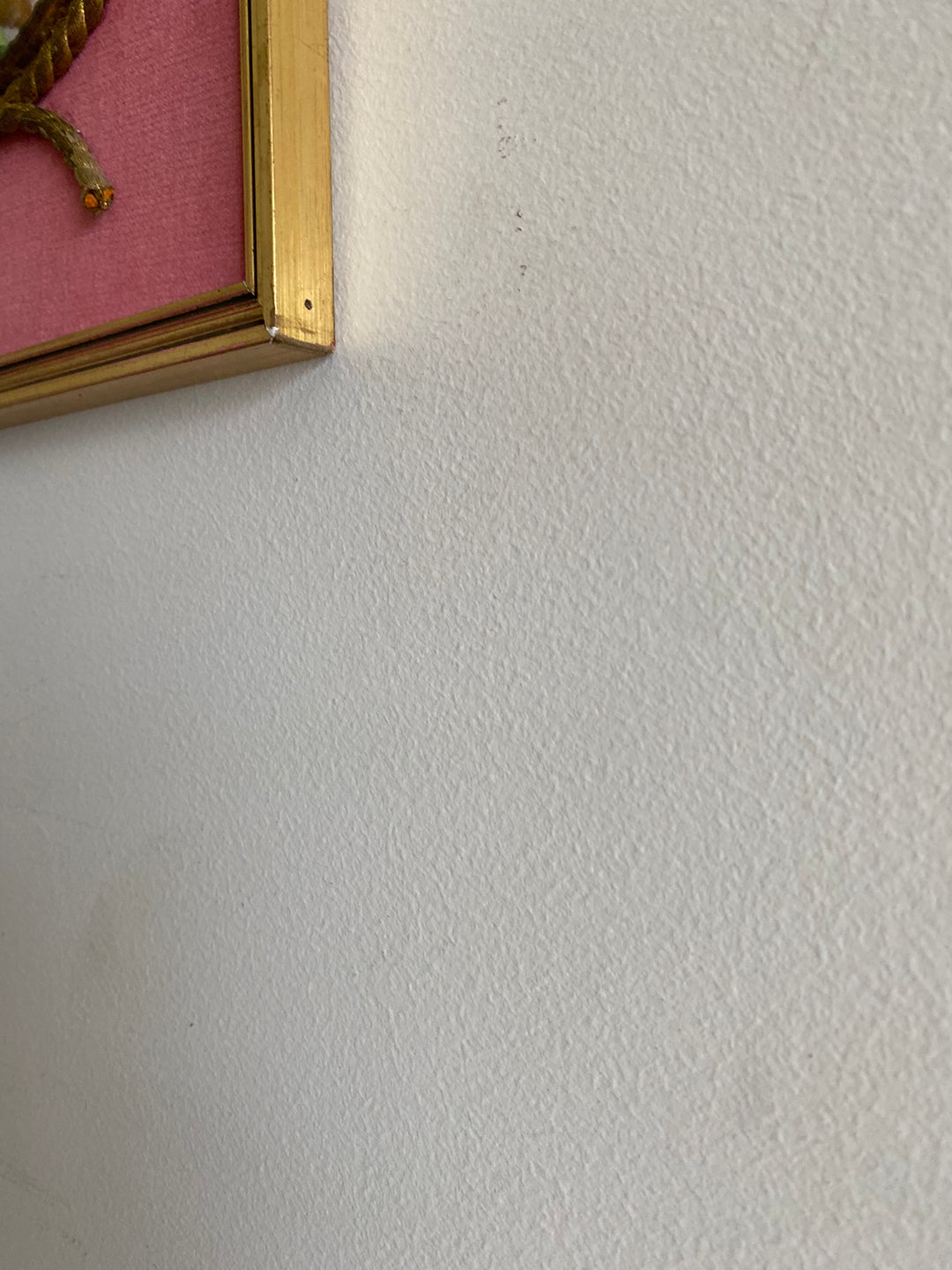 Fleurs en tissu sous verre bombé encadrées fond rose