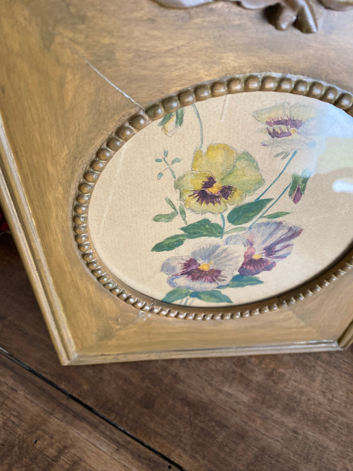 Peinture florale dans cadre en bois peint à la main à poser