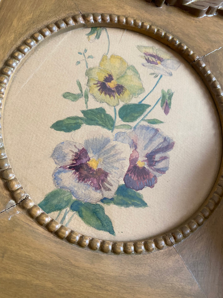 Peinture florale dans cadre en bois peint à la main à poser