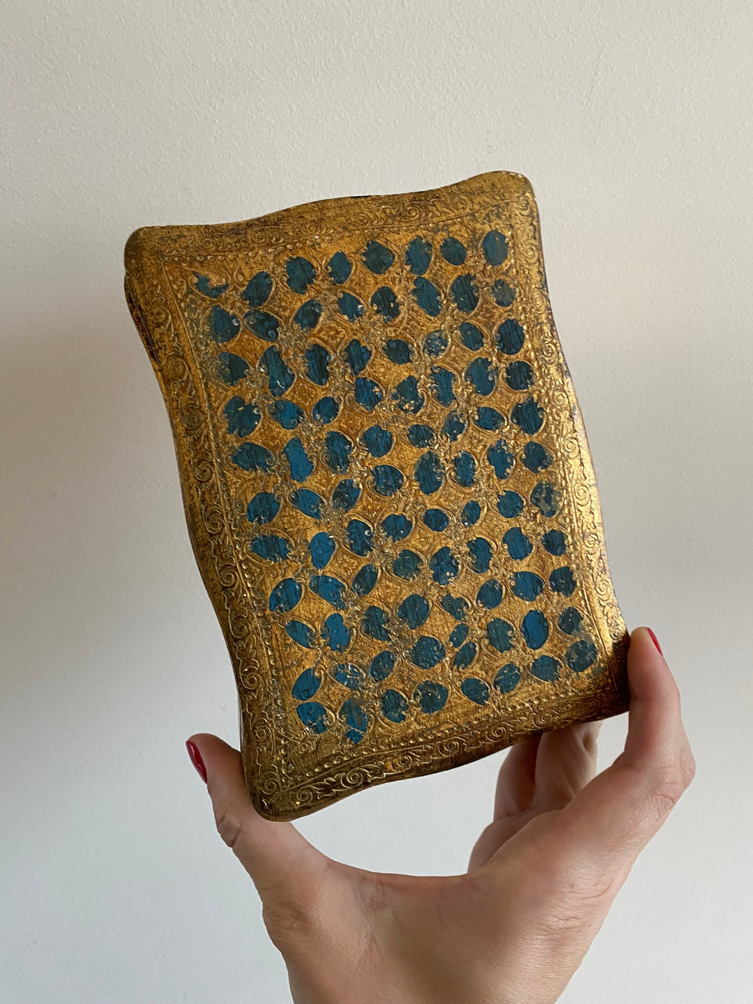 Boite à bijoux florentine bleu et or