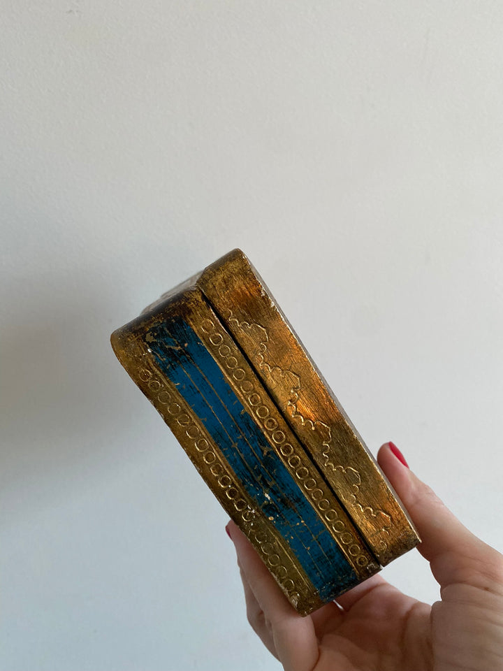 Boite à bijoux florentine bleu et or