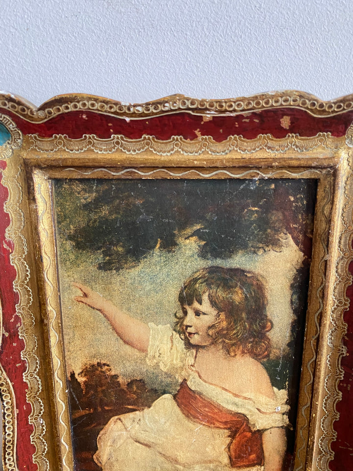 Cadre en bois florentin illustration petite fille