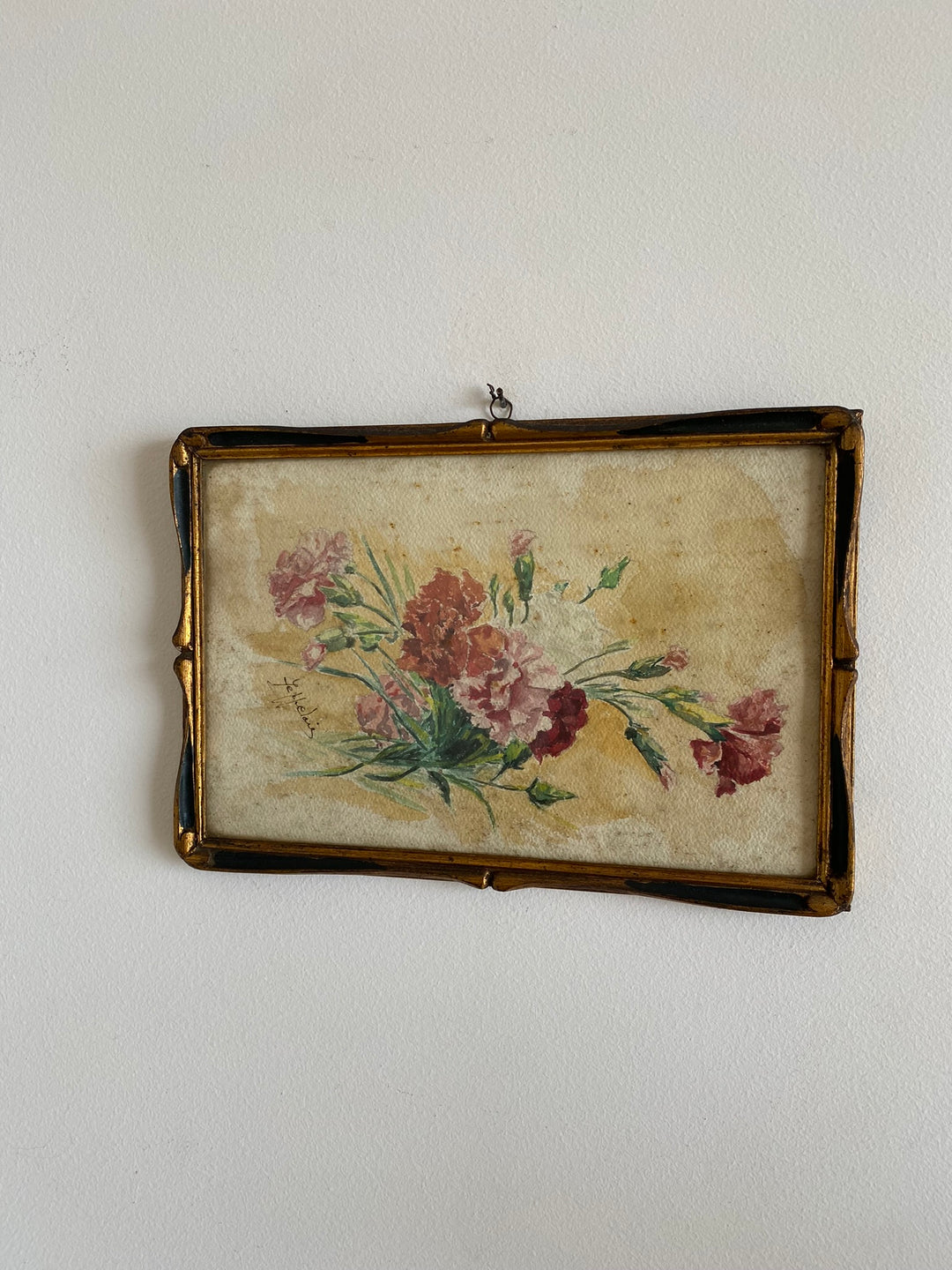 Peinture Oeillets à l'aquarelle signée estimation début XXème