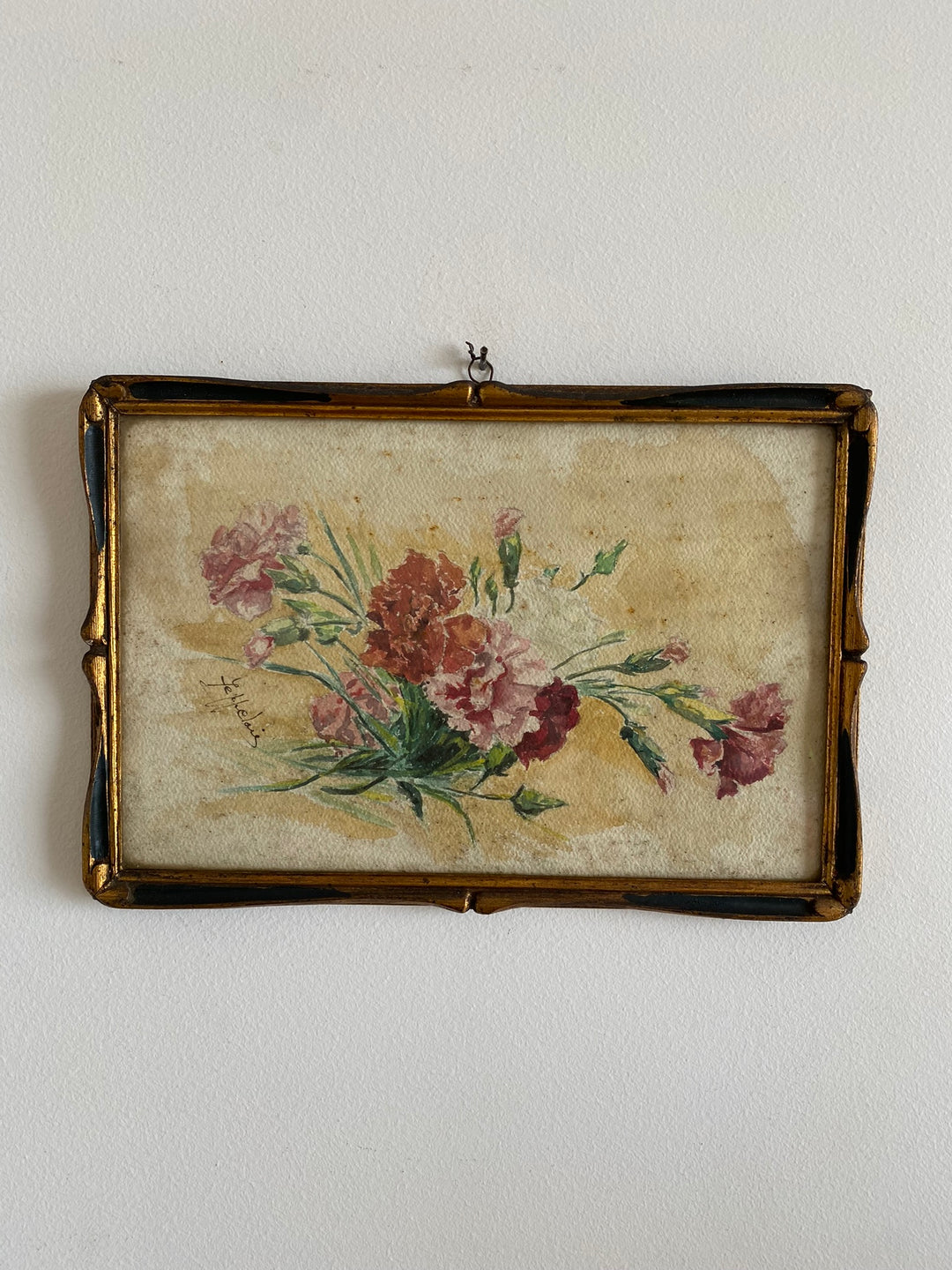 Peinture Oeillets à l'aquarelle signée estimation début XXème