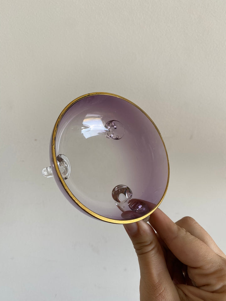 Coupelles en verre mauves et dorées