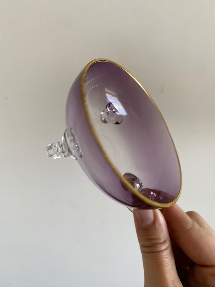 Coupelles en verre mauves et dorées
