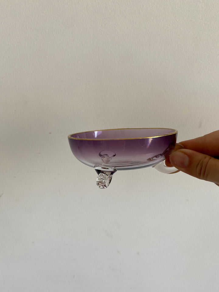 Coupelles en verre mauves et dorées