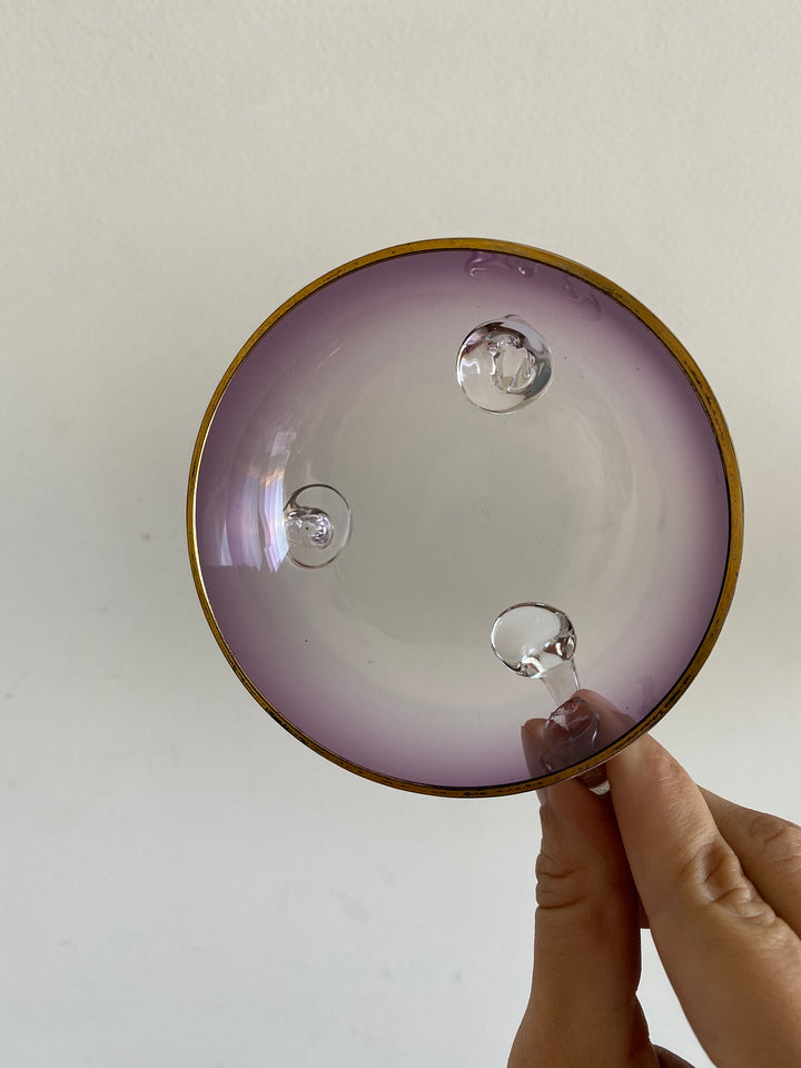 Coupelles en verre mauves et dorées