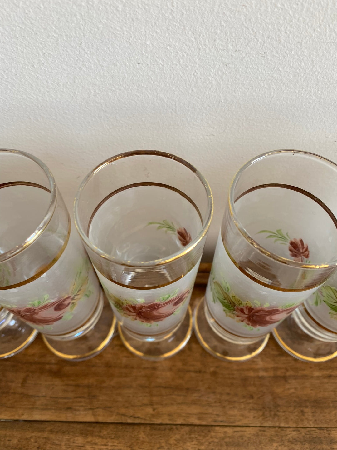 Verres années 50 dépolis et peints à la main signés Giorgi