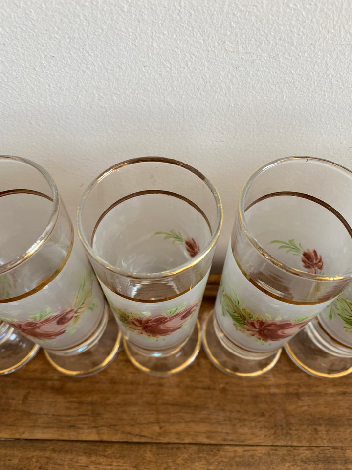 Verres années 50 dépolis et peints à la main signés Giorgi