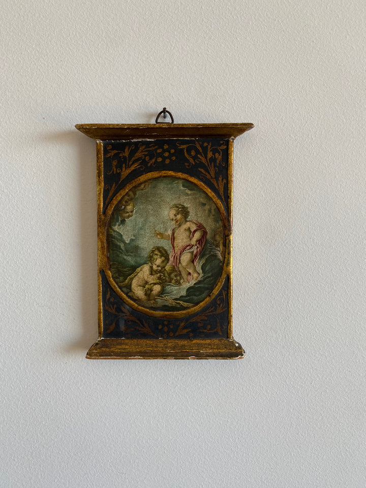 Peinture sur bois illustration chérubin