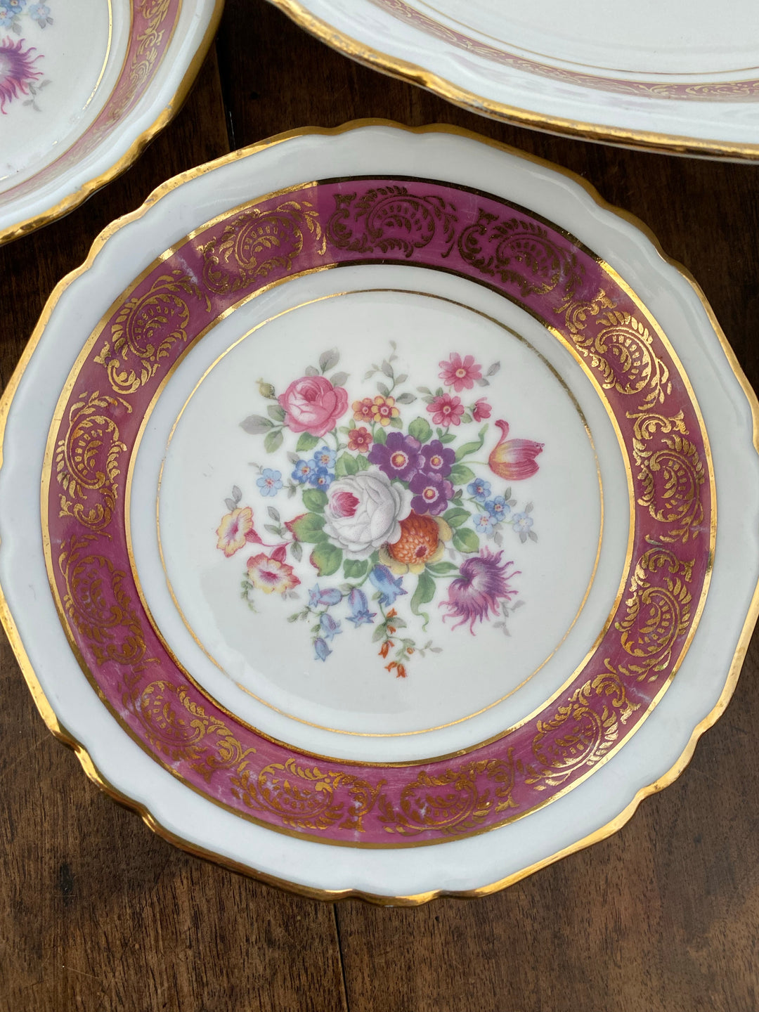 Service à dessert en porcelaine Bavaria vieux rose