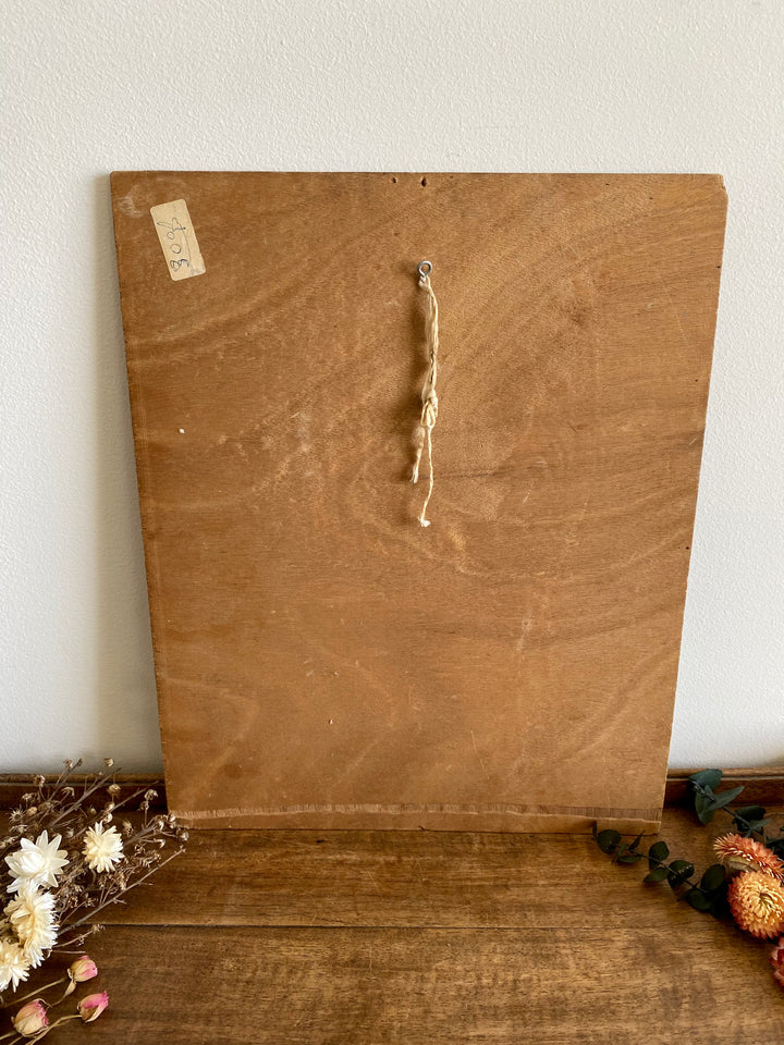 Peinture sur bois nature morte ancienne fin XIXème
