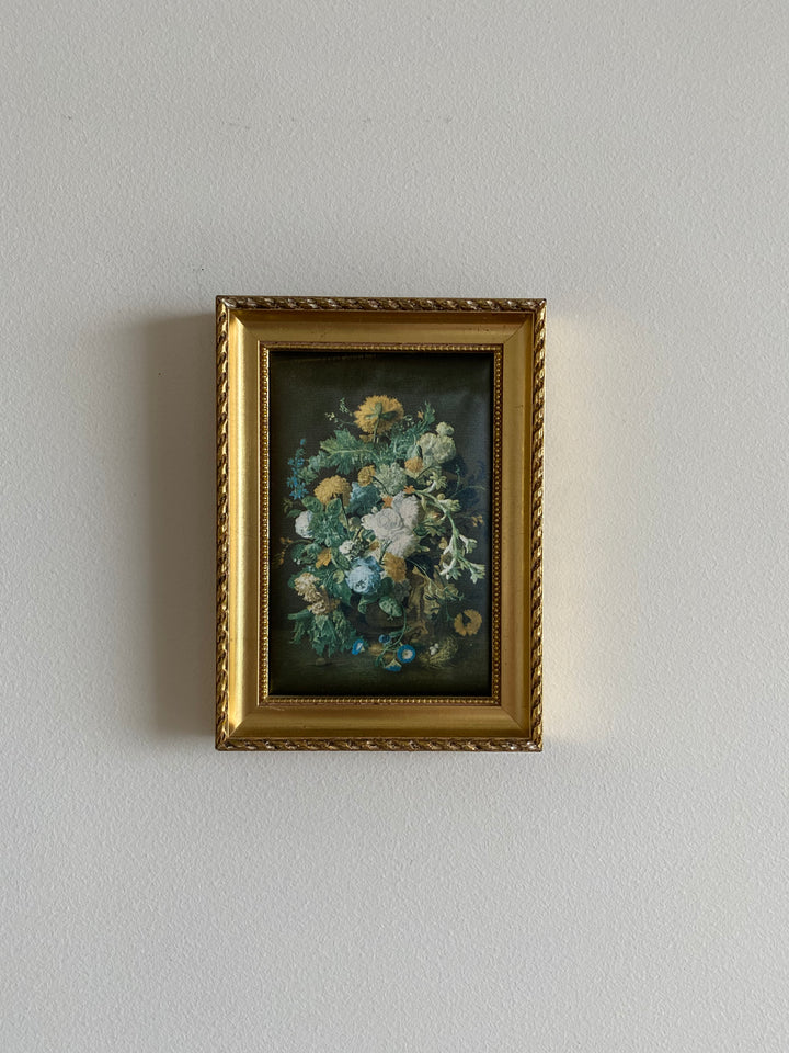 Impression sur soie dans son cadre rectangulaire doré en bois