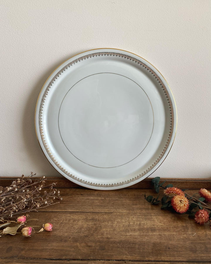 Plat de service blanc et or porcelaine de Limoges