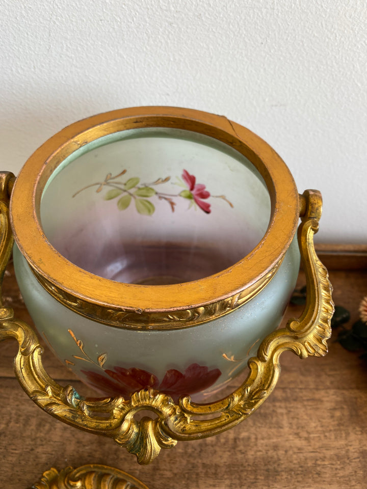 Pot à biscuit couvercle en régule Art Deco