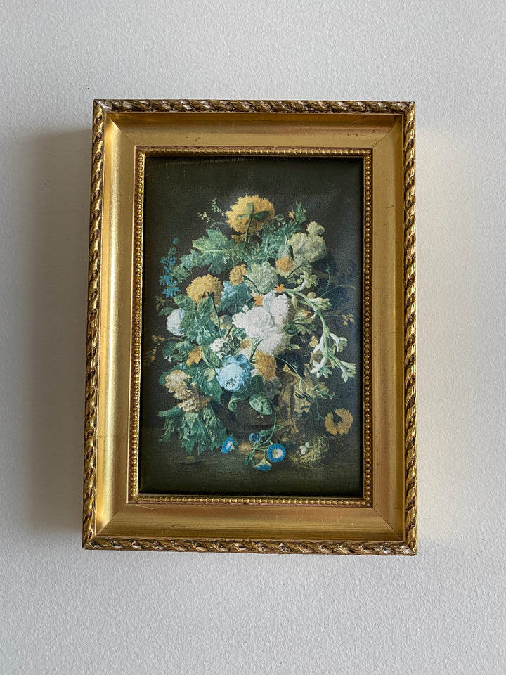 Impression sur soie dans son cadre rectangulaire doré en bois