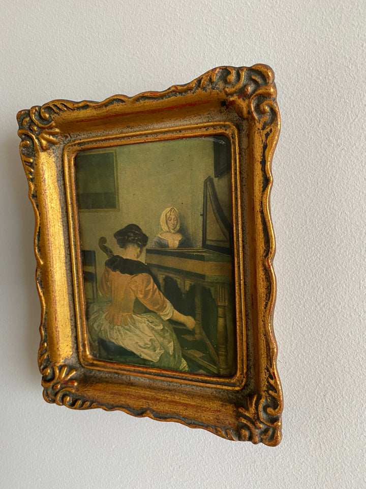 Tableaux illustrations d’époque dorés style rococo