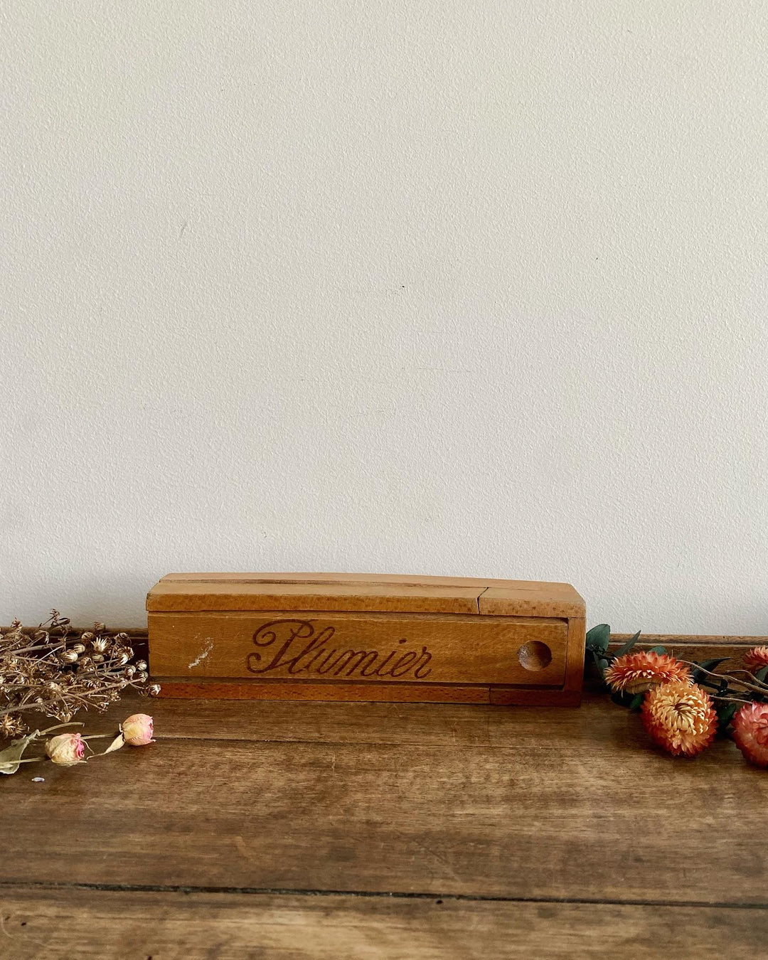 Plumier d'écolier en bois