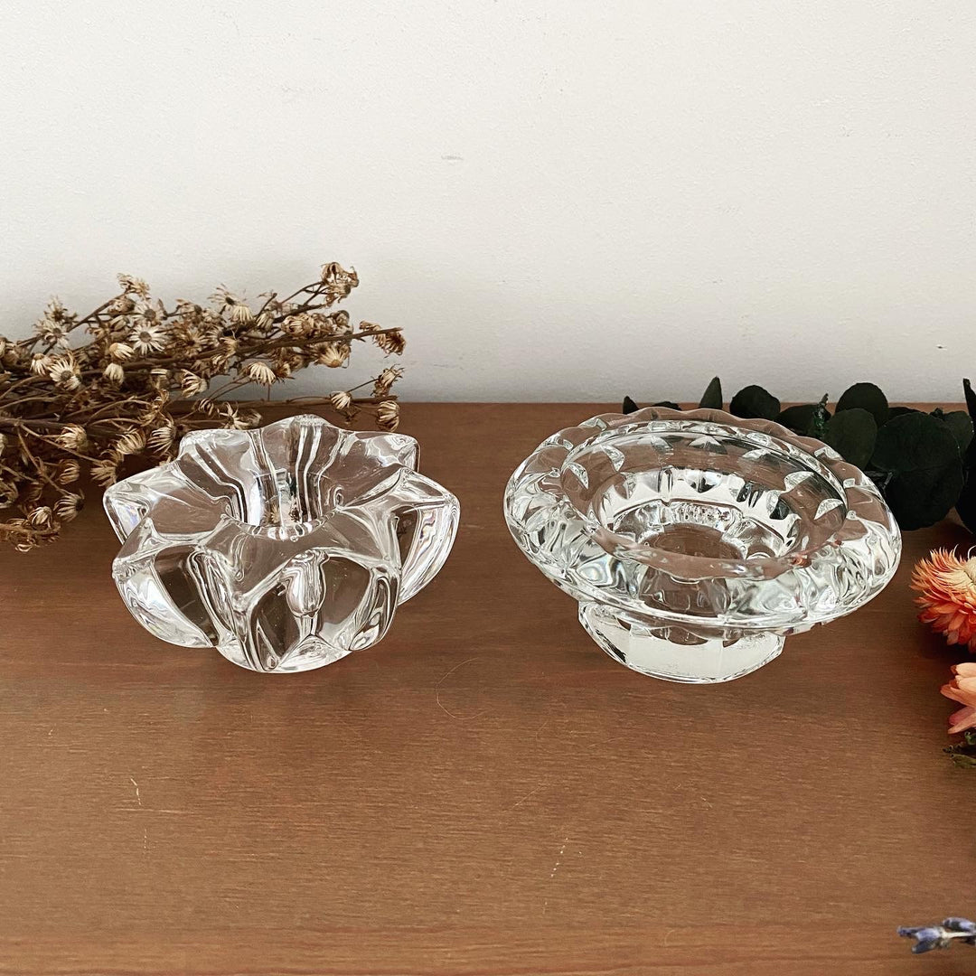 Petits bougeoirs vintage en verre