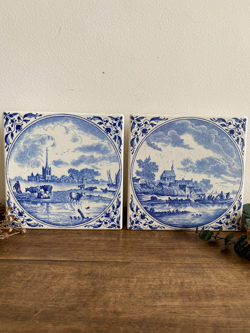 Carreaux en céramique dessous de plats style Delft