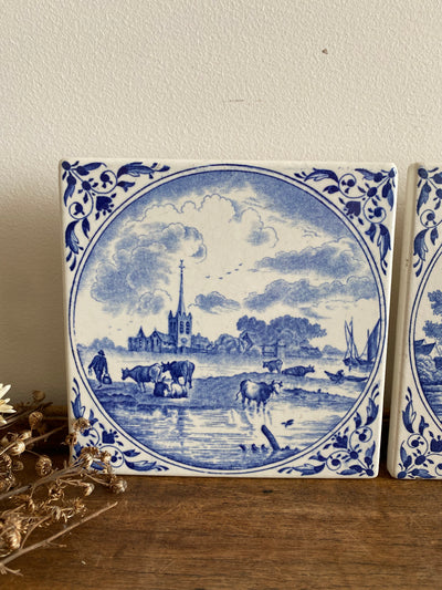 Carreaux en céramique dessous de plats style Delft