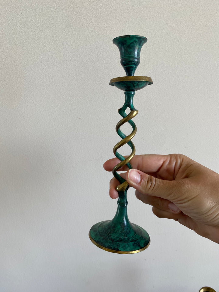 Bougeoirs torsadés en laiton