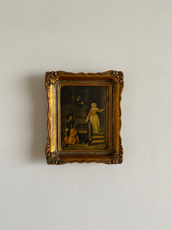 Tableaux illustrations d’époque dorés style rococo