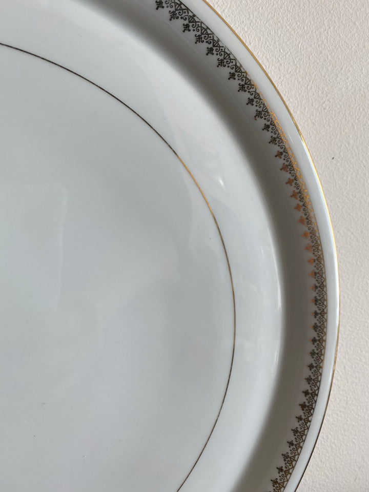 Plat de service blanc et or porcelaine de Limoges