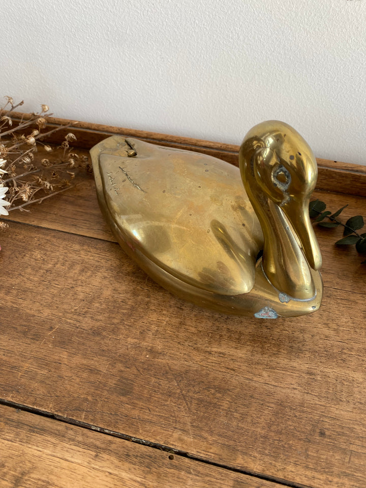 Cygne en laiton avec couvercle