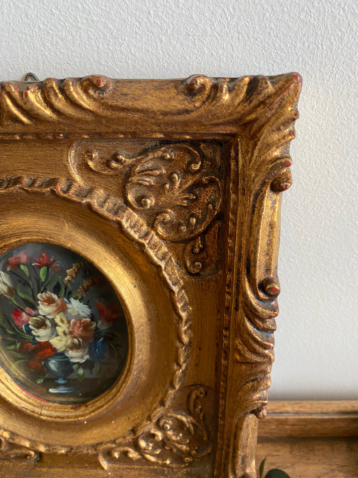 Peintures florales cadres dorés baroques