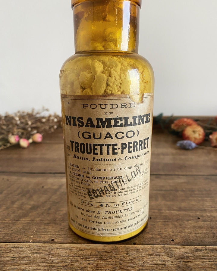 Flacon ancien de pharmacie ambre Trouette Perret