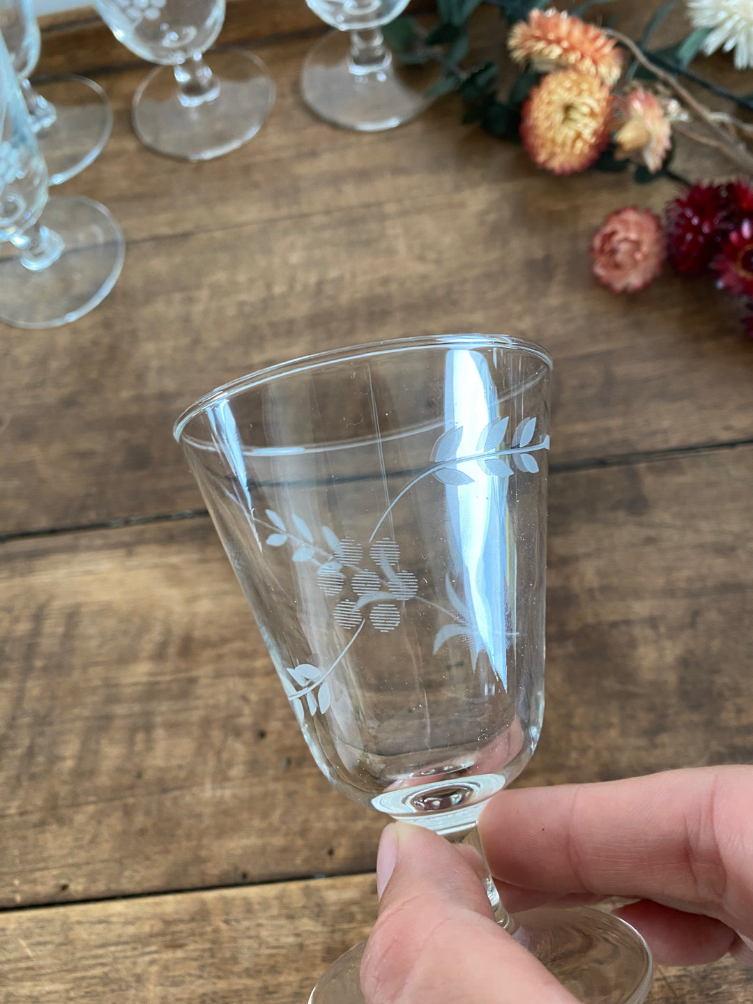 Verres à eau et a liqueur gravés