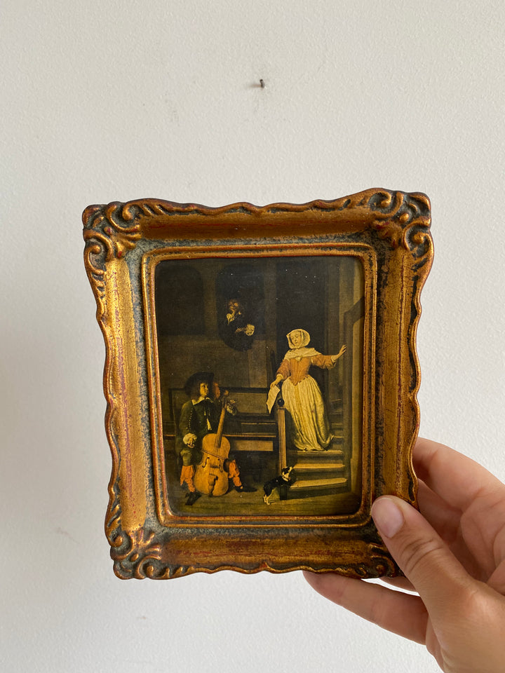 Tableaux illustrations d’époque dorés style rococo